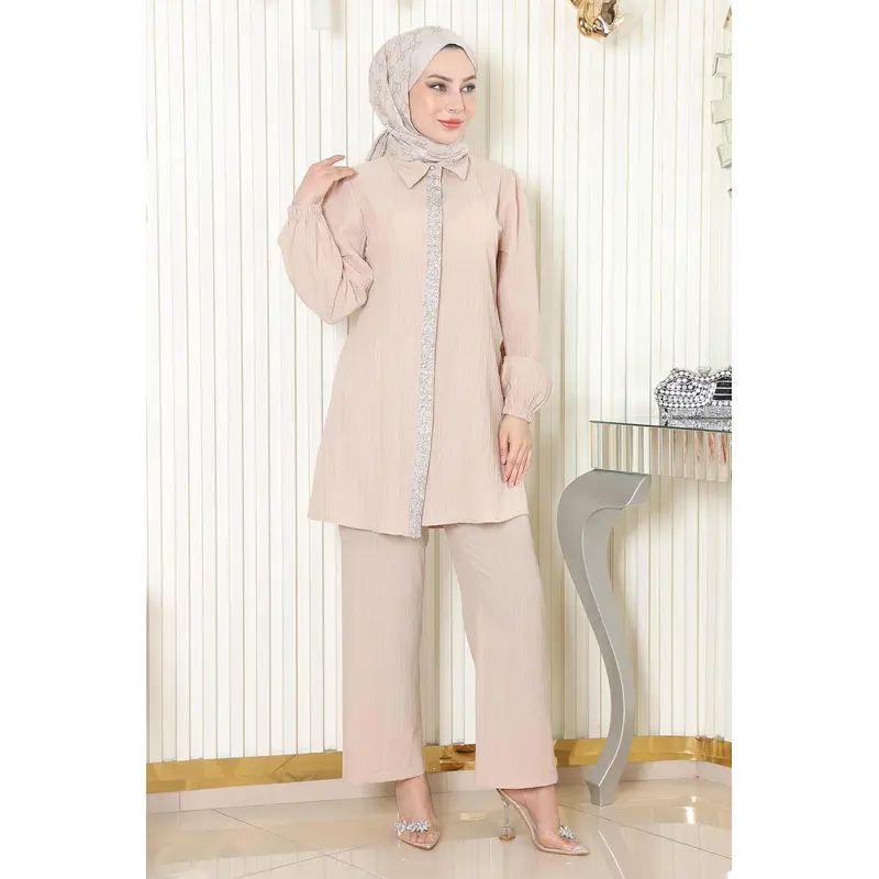 Stone Detailed Set Beige Msw19195-3