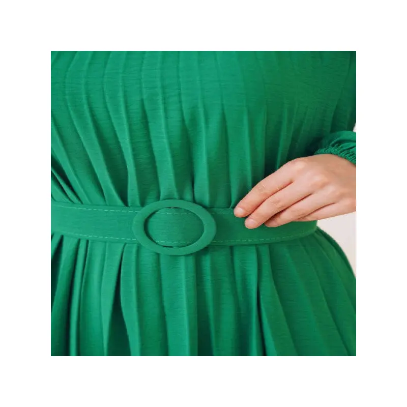 Pleated Belted Ayrobin Dress Benetton