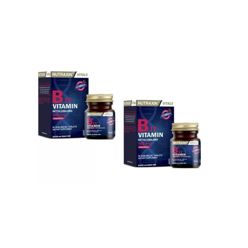 Nutraxin B12 Vitamin 1000 Mcg 60 Sublingual Tablets X 2 Pieces
