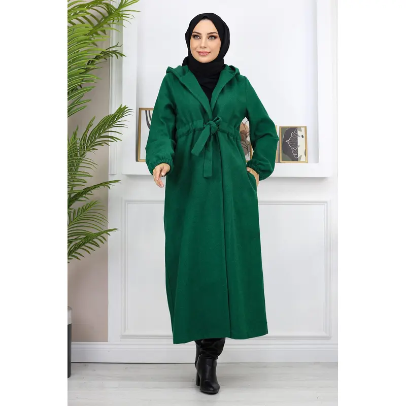 Tied Front Cashmere Coat Emerald 19169