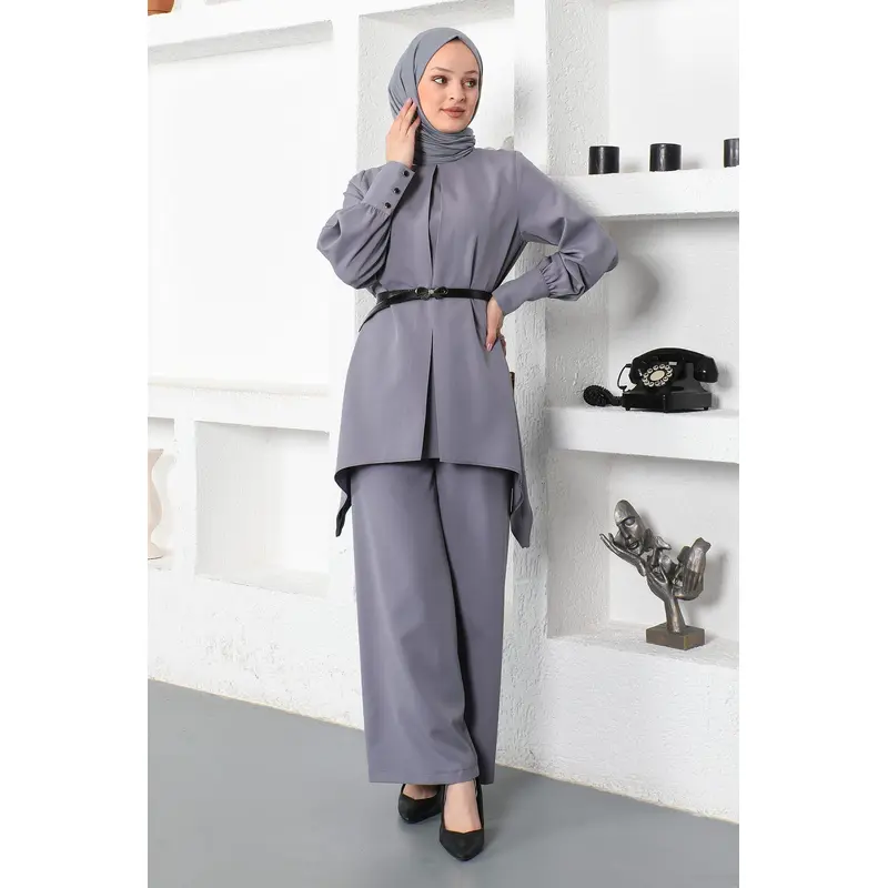 Belt Detailed Suit Anthracite 19001