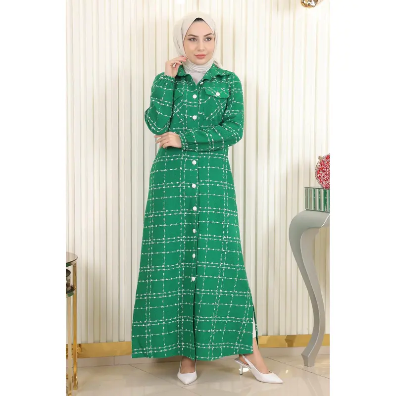 Buttoned Cashmere Coat Emerald 19260