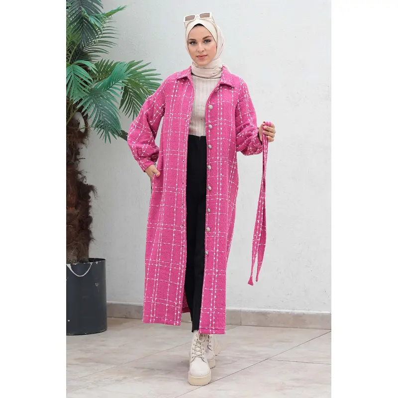 Buttoned Cashmere Coat Pink 19600