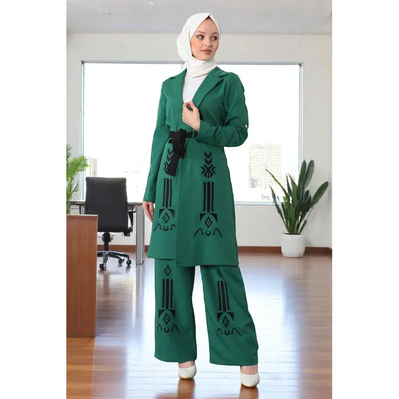 Embroidered Detailed Suit Emerald 19002