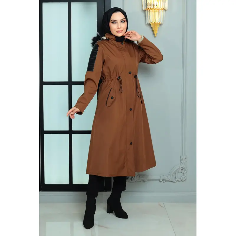 Garni Detailed Coat Tan 10386