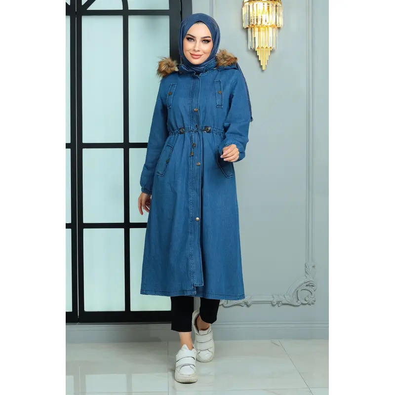 Hooded Denim Jacket Dark Denim 19173