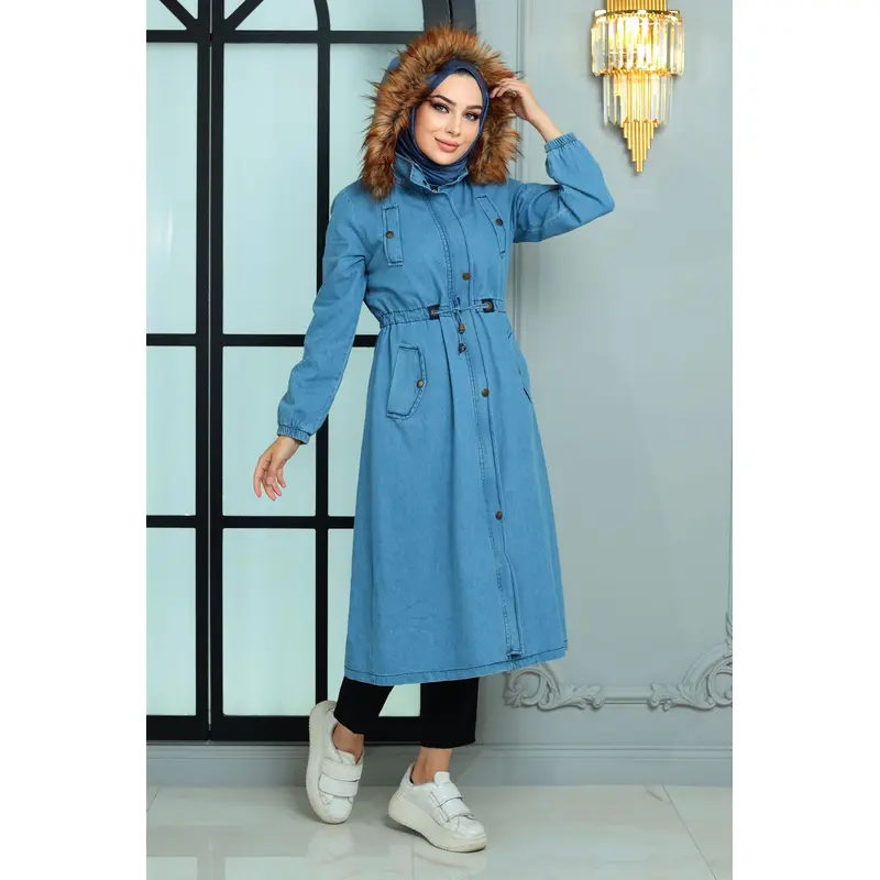 Hooded Denim Jacket Light Denim 19173