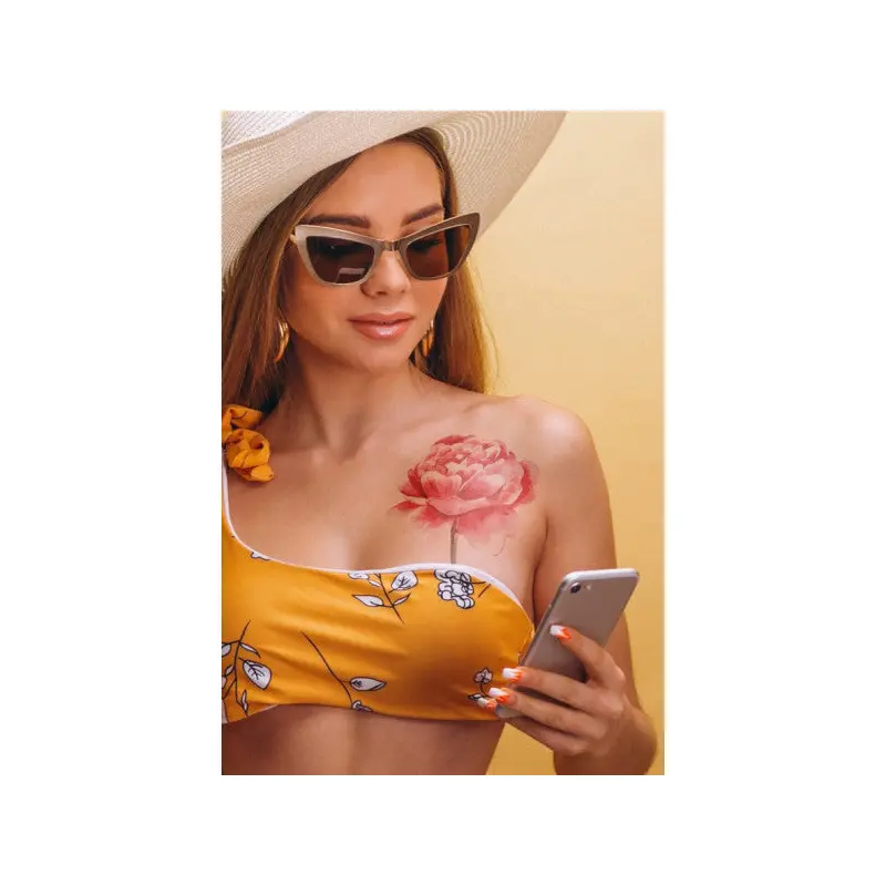 Pink Rose - 2 Temporary Tattoos