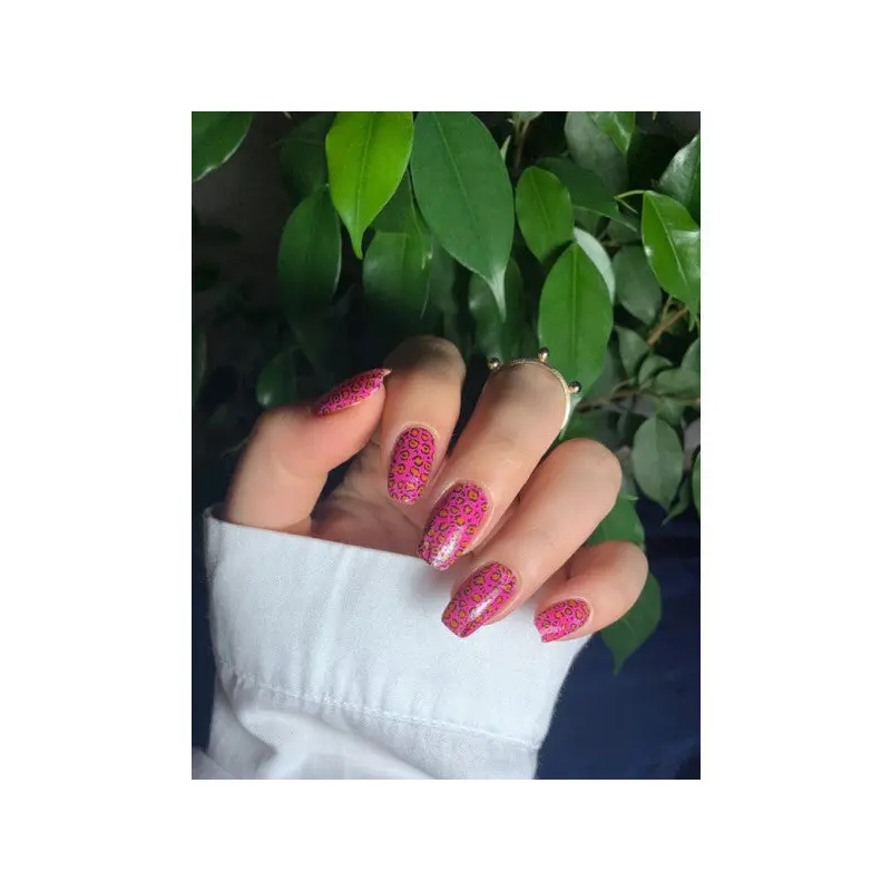 2 Piece Pink Leopard Nail Tattoo, Nail Sticker, Nail Tattoo, Nail Art