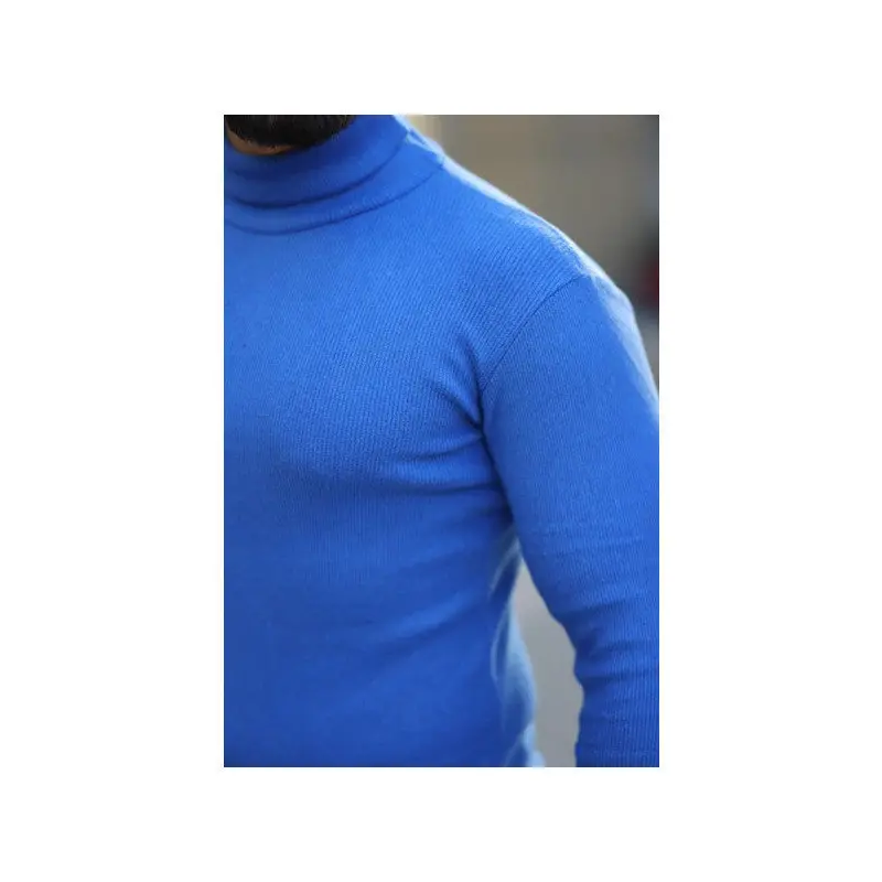 Men's Indigo Turtleneck Knit Sweater
