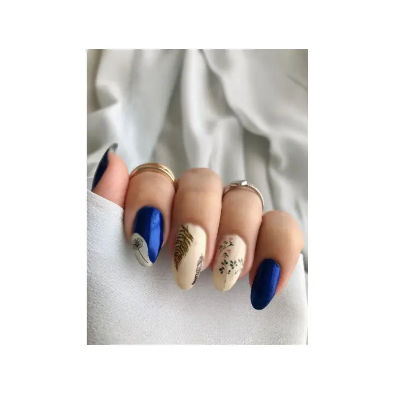 Leaves And Feathers Nail Tattoo, Nail Tattoo, Nail Art, Nail Sticker