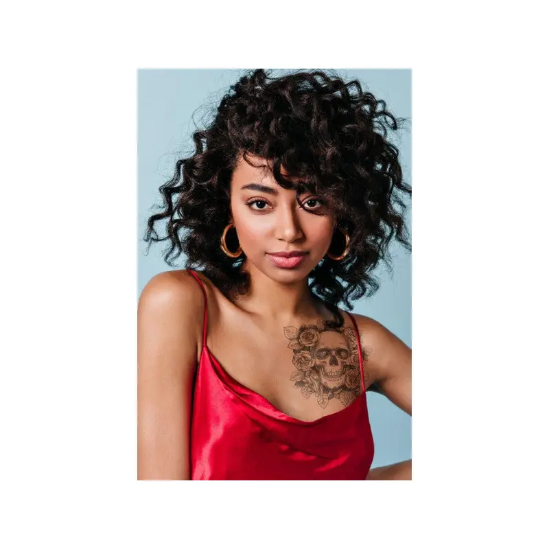 Rose And Skull Temporary Tattoo, Body Tattoo, Arm Wrist Tattoo, Neck Tattoo