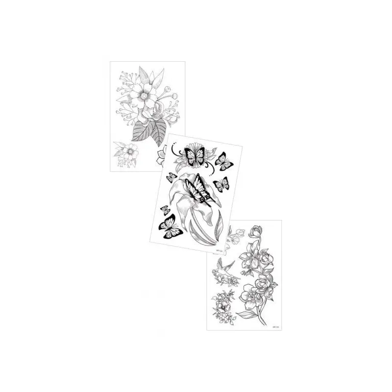 3-Piece Temporary Tattoo Set, Body Tattoo, Arm Wrist Tattoo, Neck Tattoo