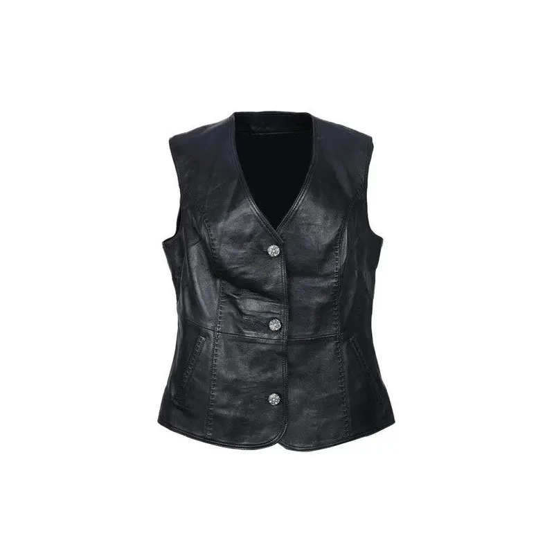 Women's Leather Vest Over Belt