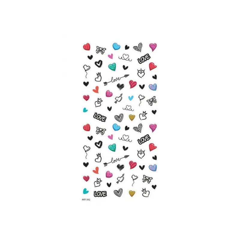Colorful Hearts Nail Tattoo, Nail Art, Nail Sticker