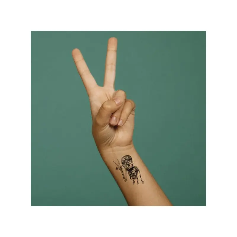 Skull-1 Temporary Tattoo, Temporary Tattoo 15.5X16Cm, Body Tattoo, Arm Wrist Tattoo, Neck Tattoo, Back Tattoo