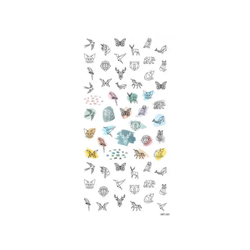 Polygonal Watercolor Animals Nail Tattoo, Nail Art, Nail Sticker