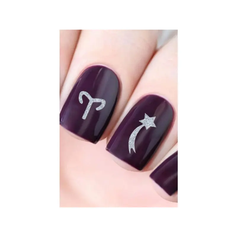 Silver Zodiac Signs Metallic Nail Sticker, Nail Sticker, Nail Art