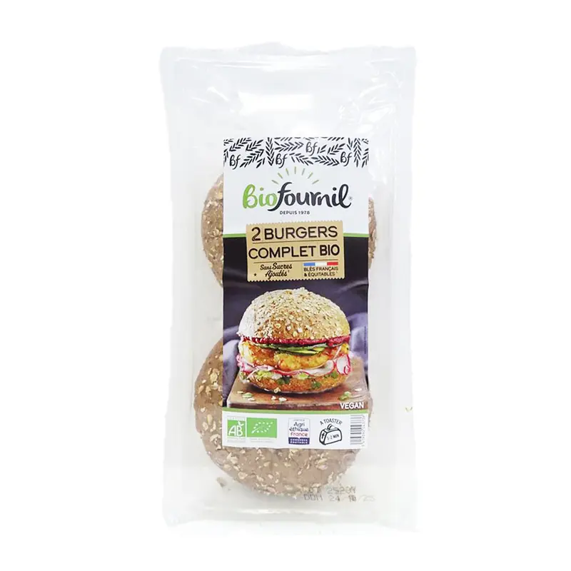 BIOFOURNIL Organic Wholemeal Burger Bun (No Added Sugar) (150g)