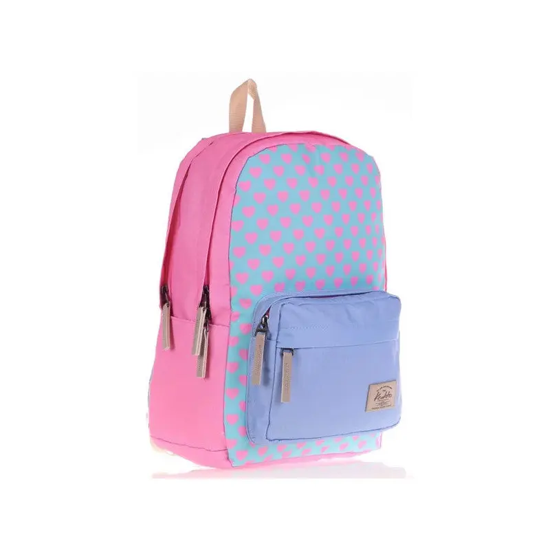 Kaukko Pink Purple Heart Girls Primary And Secondary School Backpack