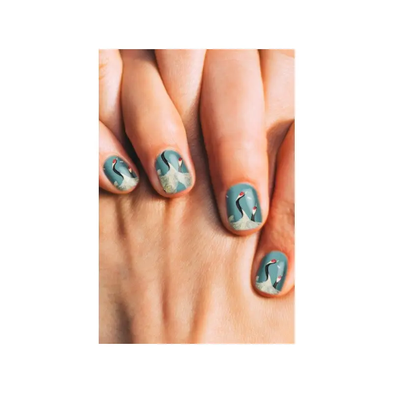 Blue Swan Pattern Nail Tattoo,nail Art,nail Sticker