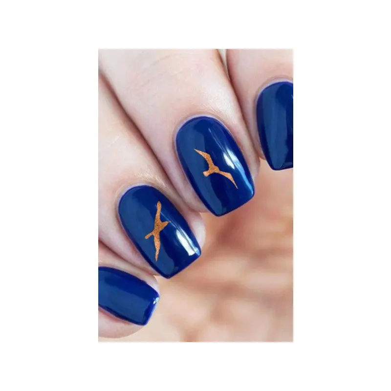 Bronze Birds Metallic Nail Sticker, Nail Art