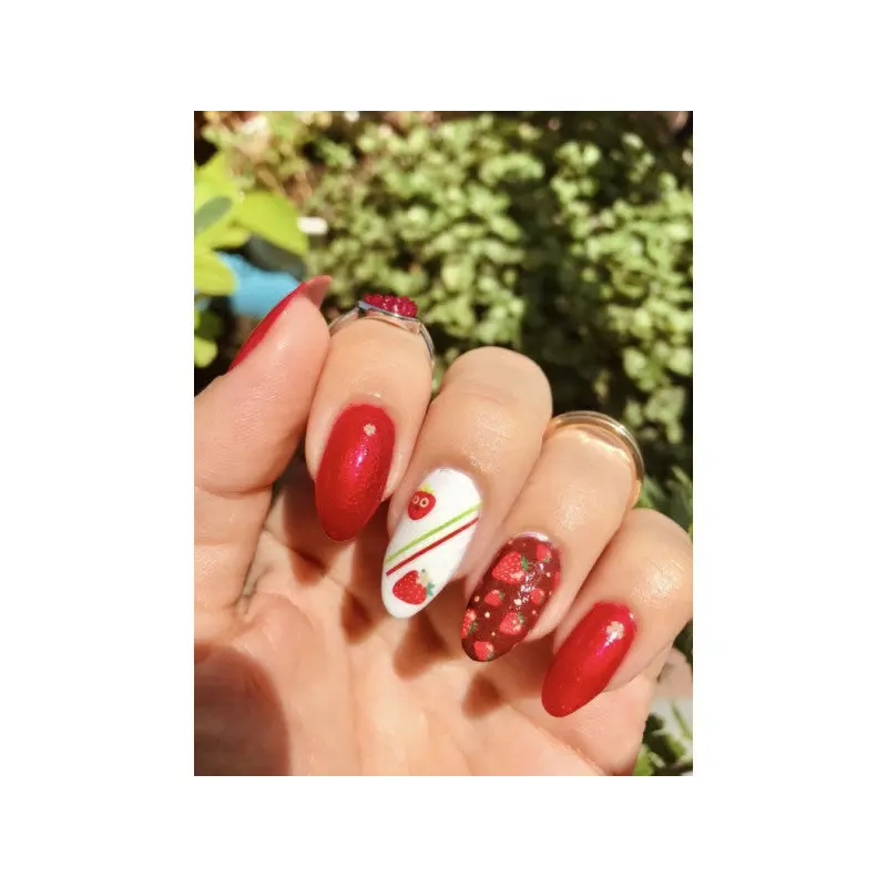 Mini Strawberries Nail Tattoo, Nail Tattoo, Nail Art, Nail Sticker