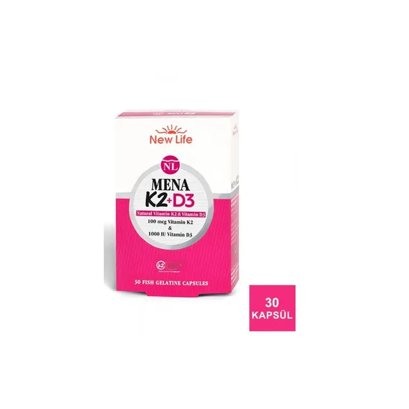 New Life Mena K2 D3 Vitamin 30 Capsules