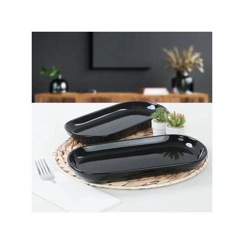 Keramika Black Noyan Boat Plate 2 Pieces 28 Cm