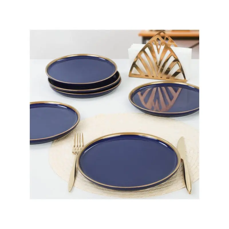 Keramika Nordic Gold Cobalt Cake Plate 22 Cm 6 Pieces