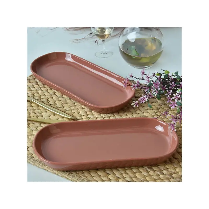 Keramika Red Brown Noyan Boat Plate 26 Cm 2 Pieces 607