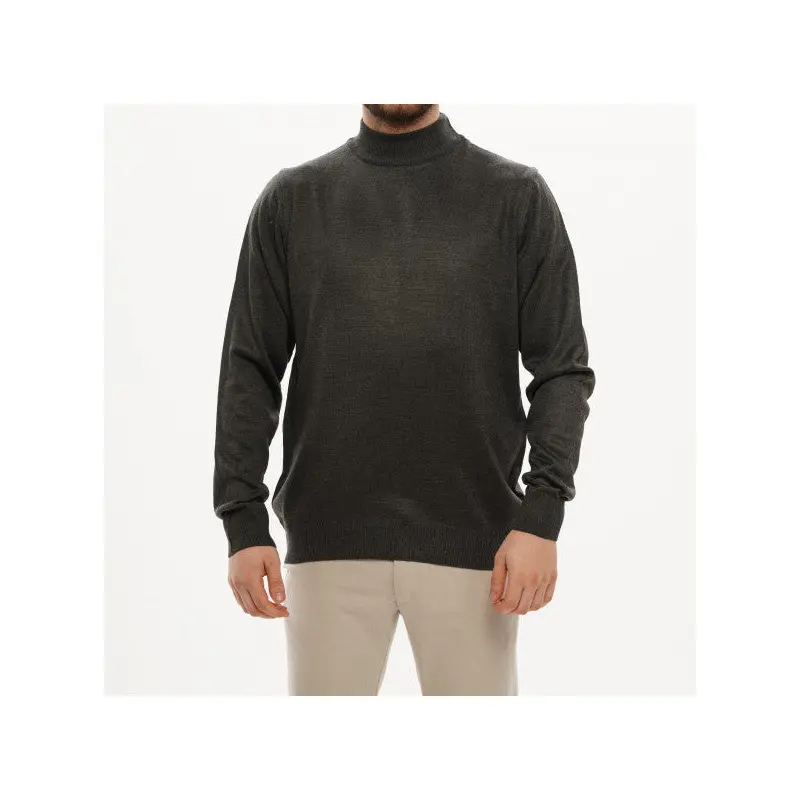 Men's Grey Basic Dynamic Fit Relaxed Cut Knitted Turtleneck Sweater