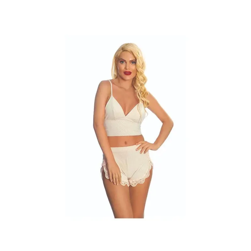 Sistina Women's Ecru Athlete Shorts Set 319