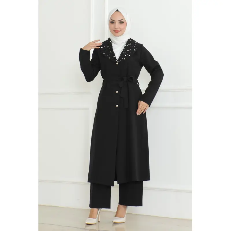 Pearl Detailed Suit Black Msw19216-1
