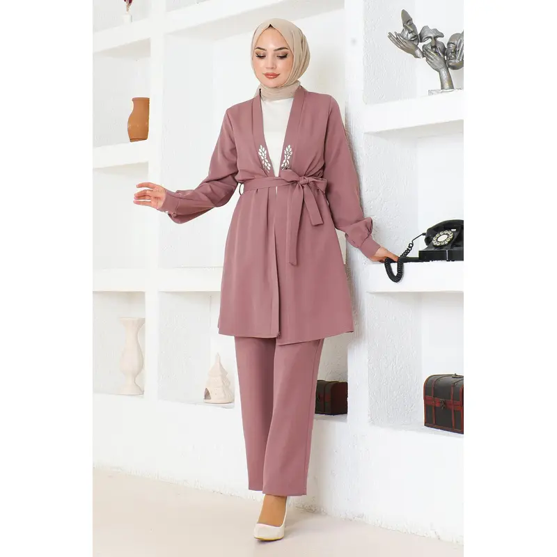 Stone Detailed Set Dusty Rose Msw19203-3