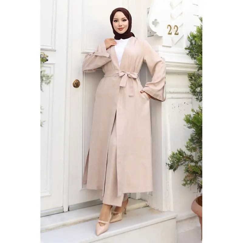 Epaulette Detailed Kimono Suit Beige 19253