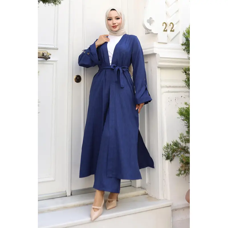 Epaulette Detailed Kimono Suit Indigo 19253