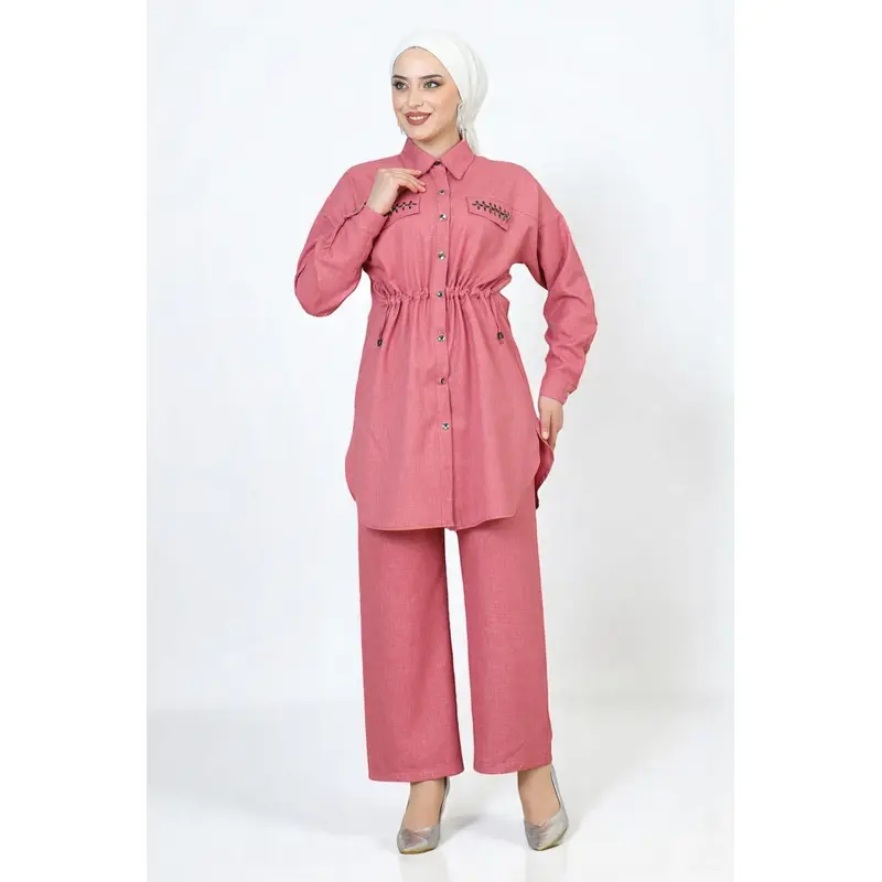 Lace-Up Waist Suit Pink 19220