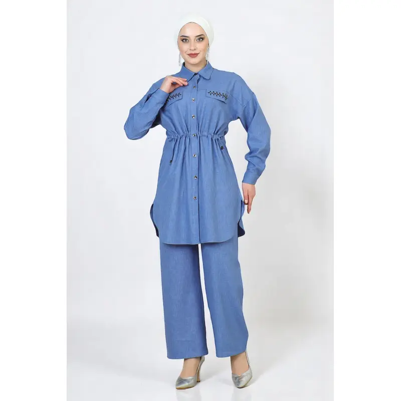 Tied Waist Suit Blue 19220