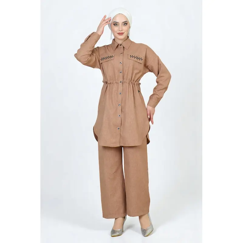 Tied Waist Suit Tan 19220