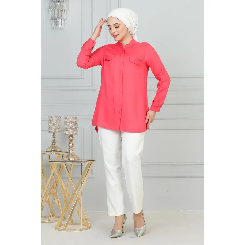 Tunic With Ornamental Pockets, Pomegranate Flower 6104