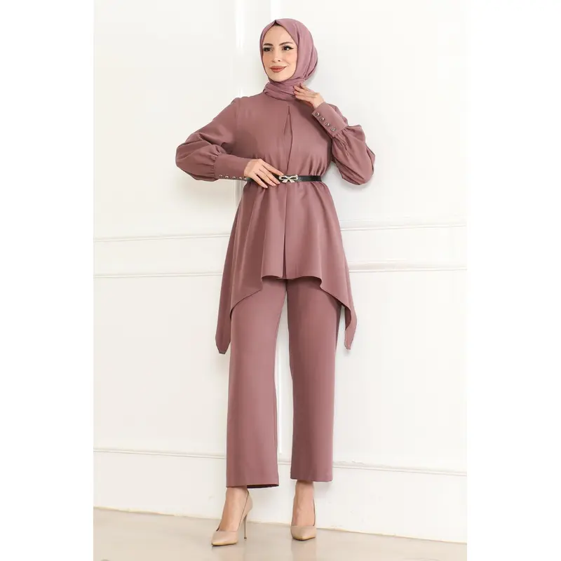 Belt Detailed Set Dusty Rose Msw19001-3