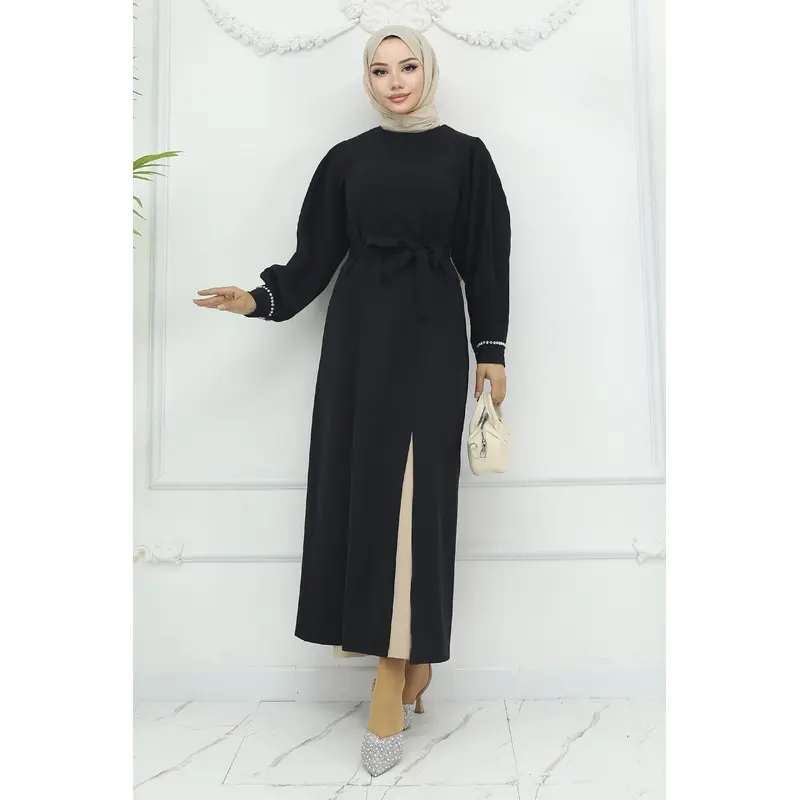 Pleated Slit Suit Black Msw19239-4