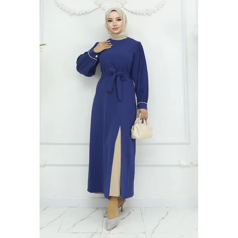Pleated Slit Suit Indigo Msw19239-3