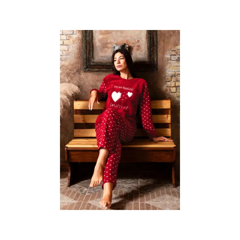 Nisanca Winter Women's Welsoft Polar Pajama Set - New Year Pajamas