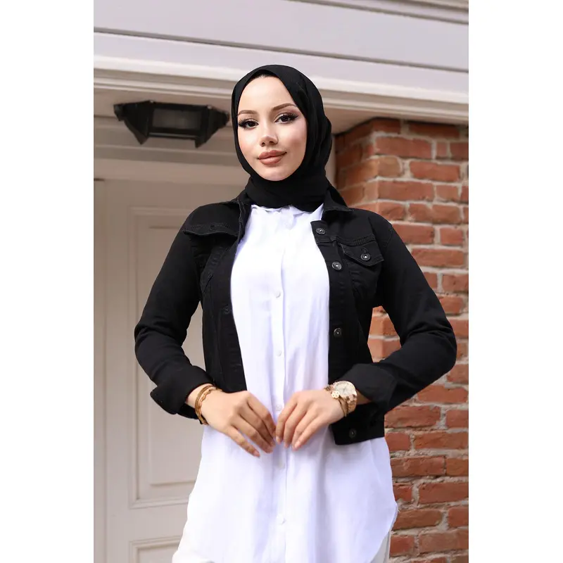 Buttoned Denim Jacket Black 6027
