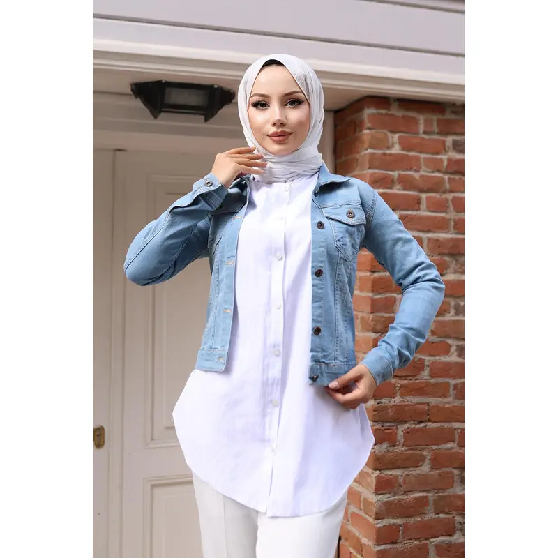 Buttoned Denim Jacket Light Denim 6027