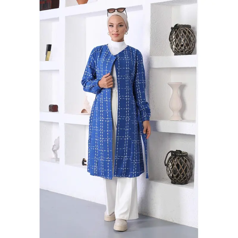 Belted Cashmere Coat Blue 10768