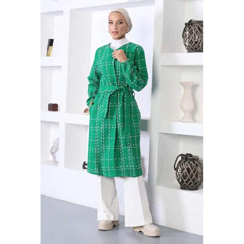 Belted Cashmere Coat Green 10768