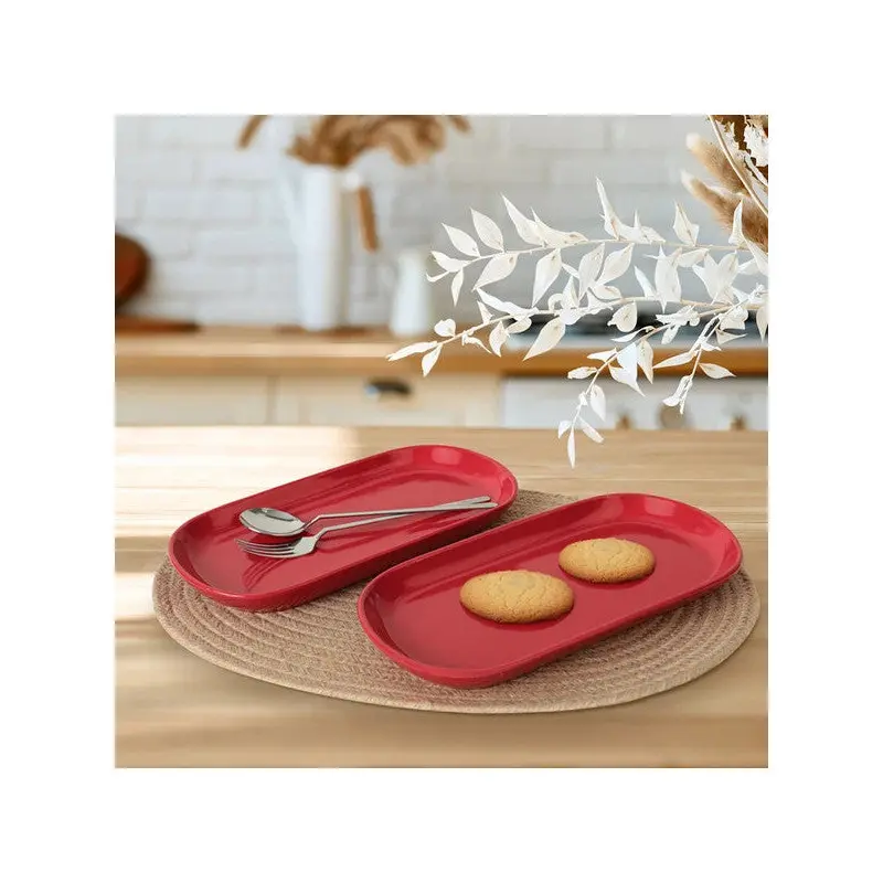 Keramika Red Noyan Boat Plate 2 Pieces 28 Cm 506